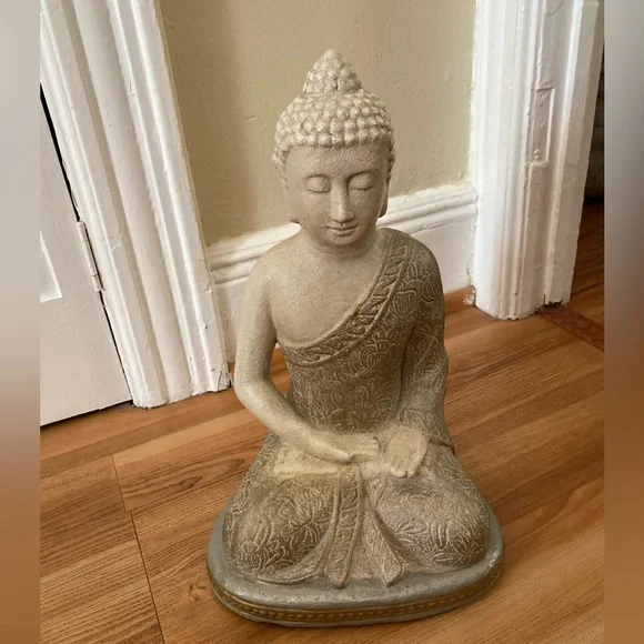 LARGE CREAM BUDDHA STATUE HOME DECOR